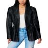 [BLANKNYC] Womens Vegan Leather Blazer with Drawcord Waist, Comfortable Coat & Stylish Jacket(Best Shot)