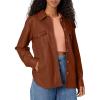[BLANKNYC] womens Luxury Clothing Vegan Leather Shirt Jacket, Comfortable & Stylish Shacket(Brown)