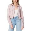 [BLANKNYC] womens Vegan Leather Cropped Shirt Jacket With Pockts and Drawstring, Stylish Shacket & Designer Clothing(Play Along)
