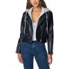 [BLANKNYC] womens Vegan Leather Moto Jacket With Removable Hood, Comfortable & Stylish Coat(Whirlwind)