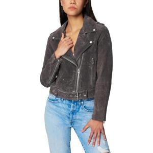 [BLANKNYC] Women Luxury Clothing Cropped Suede Leather Motorcycle Jackets, Comfortable & Stylish Coats(High Altitude)