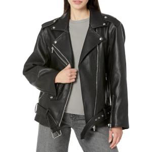 [BLANKNYC] Womens Luxury Clothing Vegan Leather Long Belted Moto Jacket with Zipper, Stylish Coat(Finding Love)