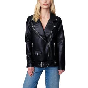 [BLANKNYC] womens Long Relaxed Vegan Leather Moto Jacket(Beginner’s Luck)