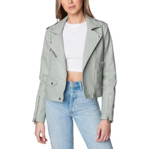 [BLANKNYC] womens Vegan Leather Moto Jacket With Zipper and Pocket Detail, Stylish Coat & Designer Clothing(Play Act)
