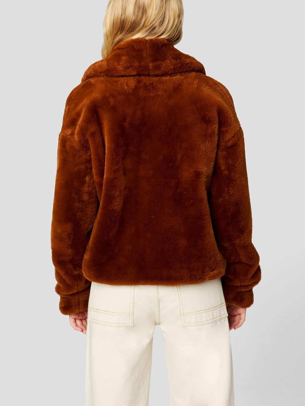 imageBLANKNYC Womens No Closure Faux Fur CoatEye Candy