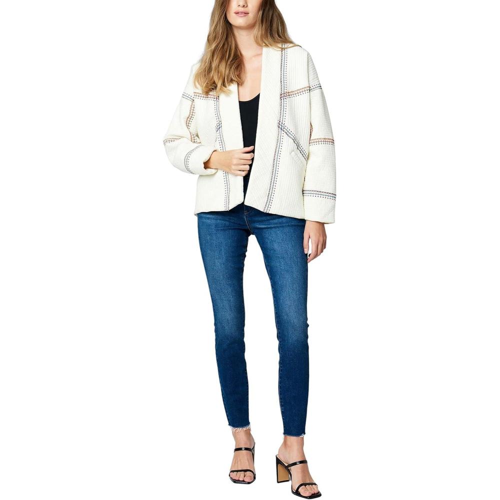 imageBLANKNYC womens Luxury Clothing Quilted Embroidered Kimono Jacket Comfortable ampamp Stylish CoatPure Bliss