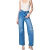 [BLANKNYC] Womens Womens Five Pocket Wide Leg Jean with Rips at Knee, Fashionable & Stylish Pants(Sunset Rider)