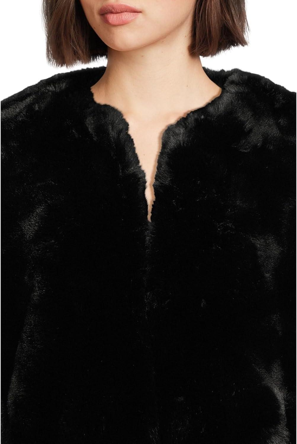 imageBLANKNYC womens Black Cherry Collarless Faux Fur JacketBlack Cherry