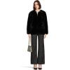 [BLANKNYC] womens Black Cherry Collarless Faux Fur Jacket(Black Cherry)