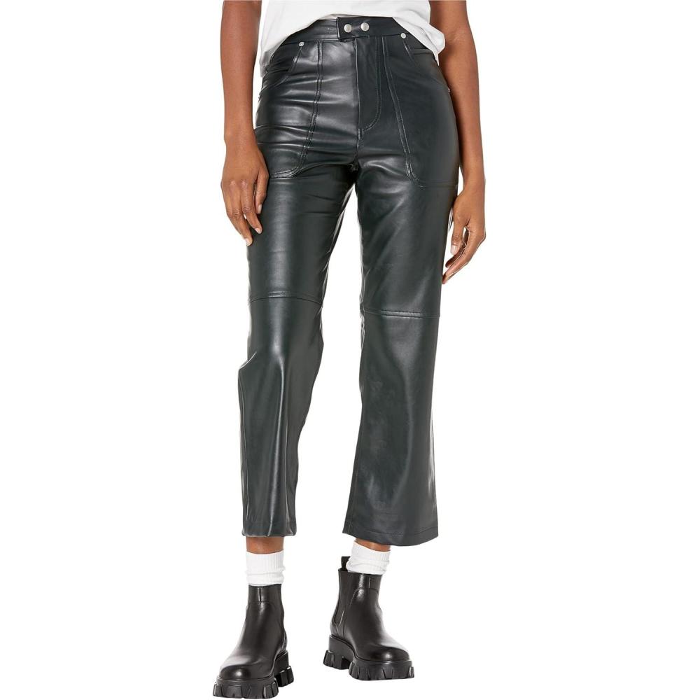 imageBLANKNYC Womens Luxury Clothing Ribcage Straight Leg Vegan Leather Pants The Baxter PantsGreen
