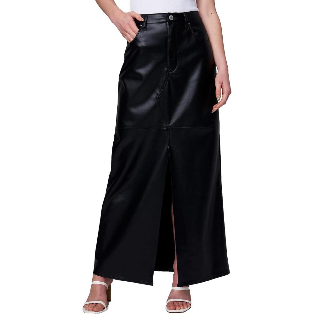 imageBLANKNYC Womens Luxury Clothing Vegan Leather Maxi Skirt with Front Slit Detail Comfortable ampamp StylishNight Talk