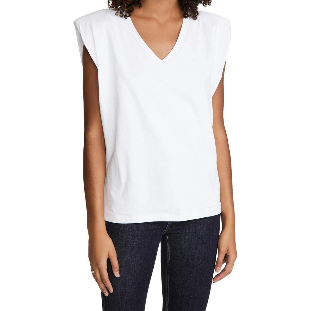 imageBLANKNYC Womens Sleeveless Padded Shoulder VNeck Tee ShirtSleeveless Padded Shoulder VNeck TEE ShirtMight Be Right