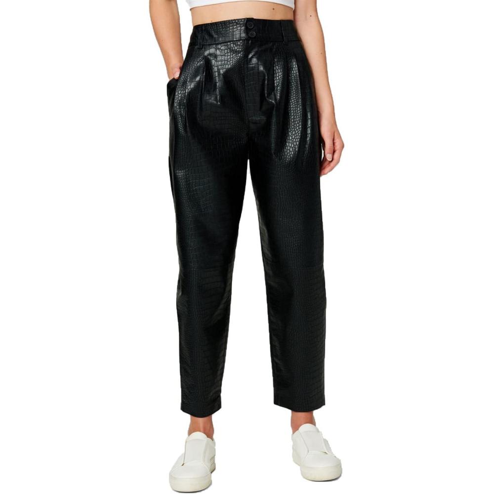 imageBLANKNYC Womens Vegan Leather Crocodile Print PantStay Real