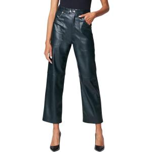 [BLANKNYC] Womens Luxury Clothing Ribcage Straight Leg Vegan Leather Pants, The Baxter Pants(Olive)