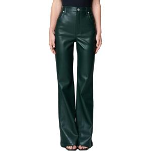 [BLANKNYC] Womens Luxury Clothing Vegan Leather High Rise Wide Leg Pant, Comfortable & Stylish(Deep Forest)
