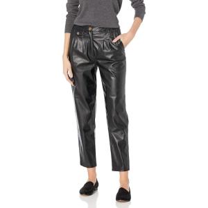 [BLANKNYC] Womens Womens High Rise Vegan Leather Pant, Straight Leg, Comfortable & Stylish Leggings(Film Noir)