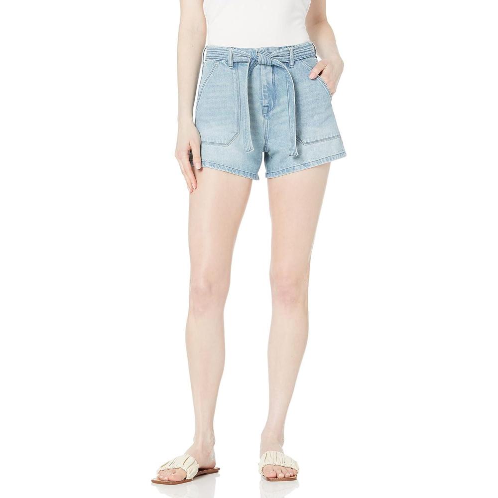 imageBLANKNYC womens High Rise Five Pocket Light Wash Cut Off Denim Shorts Acid TripMust Be the Place