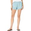 [BLANKNYC] Womens Luxury Clothing Relaxed Fit Stretchy 100% Linen Elastic Waistband Shorts(Goin’ Steady)