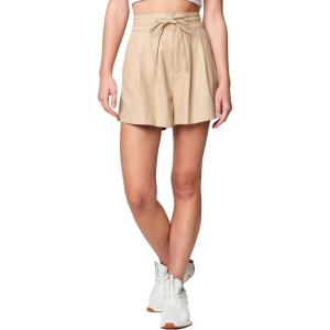 [BLANKNYC] Womens Luxury Clothing Vegan Leather Hi Rise Pleat Detail Short with Drawcord Waist Detail, Comfortable & Stylish(Deep Energy)