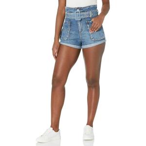 [BLANKNYC] womens High Rise Five Pocket Light Wash Cut Off Denim Shorts, Acid Trip(Overboard)