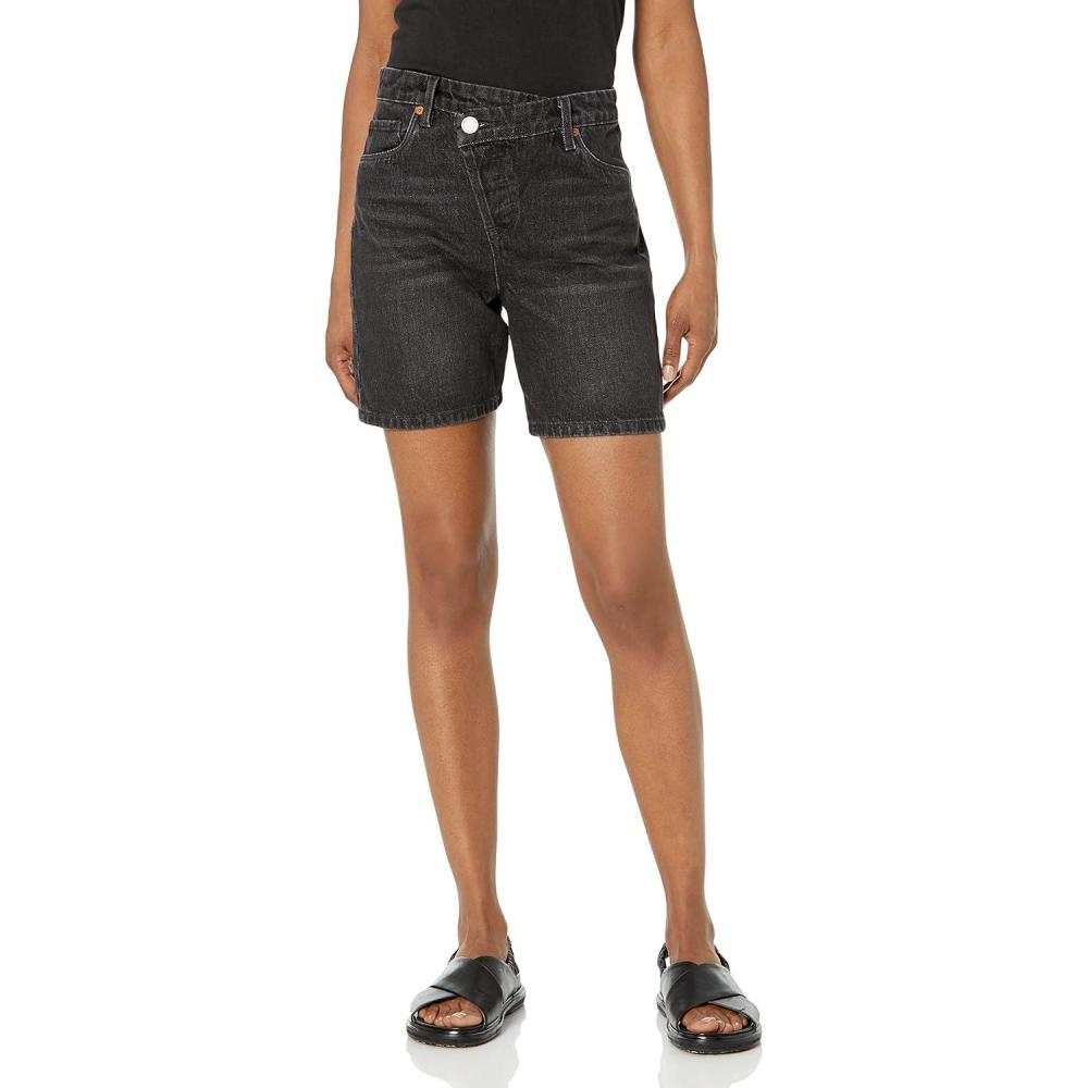 imageBLANKNYC Womens Womens High Rise Overlap Fly Denim Short Fashionable ampamp Stylish Easy ON The EyesEasy on the Eyes