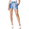 [BLANKNYC] Womens French Terry Color Block Denim Printed Shorts, Stylish & Designer Clothing(Drop the Mic)
