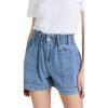 [BLANKNYC] Womens Elastic Waistband Denim Shorts with Patch Pockets, Stylish Clothing(Precious Cargo)