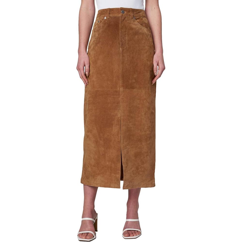 imageBLANKNYC Womens Real Suede Midi SkirtPecan