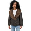 [BLANKNYC] Women’s Icon Status Faux Leather Puffer(Dark Brown/Cream Combo)