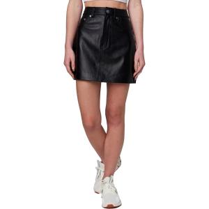 [BLANKNYC] Womens Luxury Clothing Black Real Leather Five Pockets Mini Skirt, Comfortable & Stylish(Night Life)