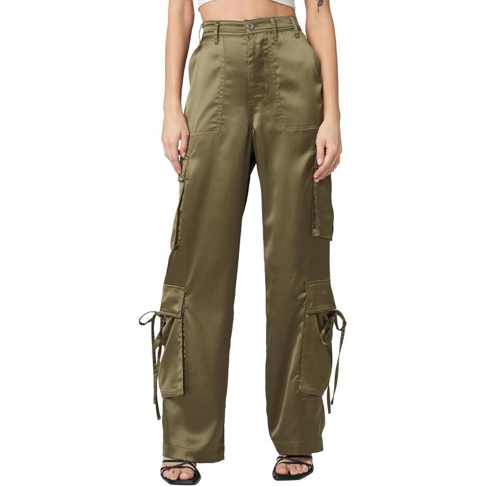 image:imageBLANKNYC Womens Franklin High Waist Cargo Satin PantCocktail Craze