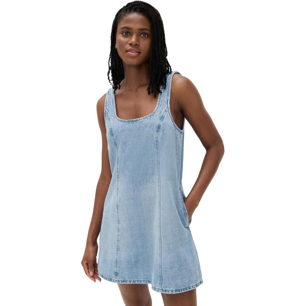 image:imageBLANKNYC Womens Summertime Flare Denim Min Dress in BlueBlue