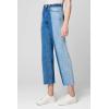 [BLANKNYC] Womens Denim Patchwork Straight Leg Five Pocket Jeans, Stylish Pants & Designer Clothing(Blue)