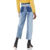 [BLANKNYC] Womens Denim Patchwork Straight Leg Five Pocket Jeans, Stylish Pants & Designer Clothing(Blue)