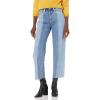 [BLANKNYC] Womens Denim Patchwork Straight Leg Five Pocket Jeans, Stylish Pants & Designer Clothing(Blue)