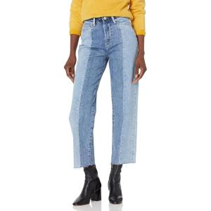 [BLANKNYC] Womens Denim Patchwork Straight Leg Five Pocket Jeans, Stylish Pants & Designer Clothing(Blue)