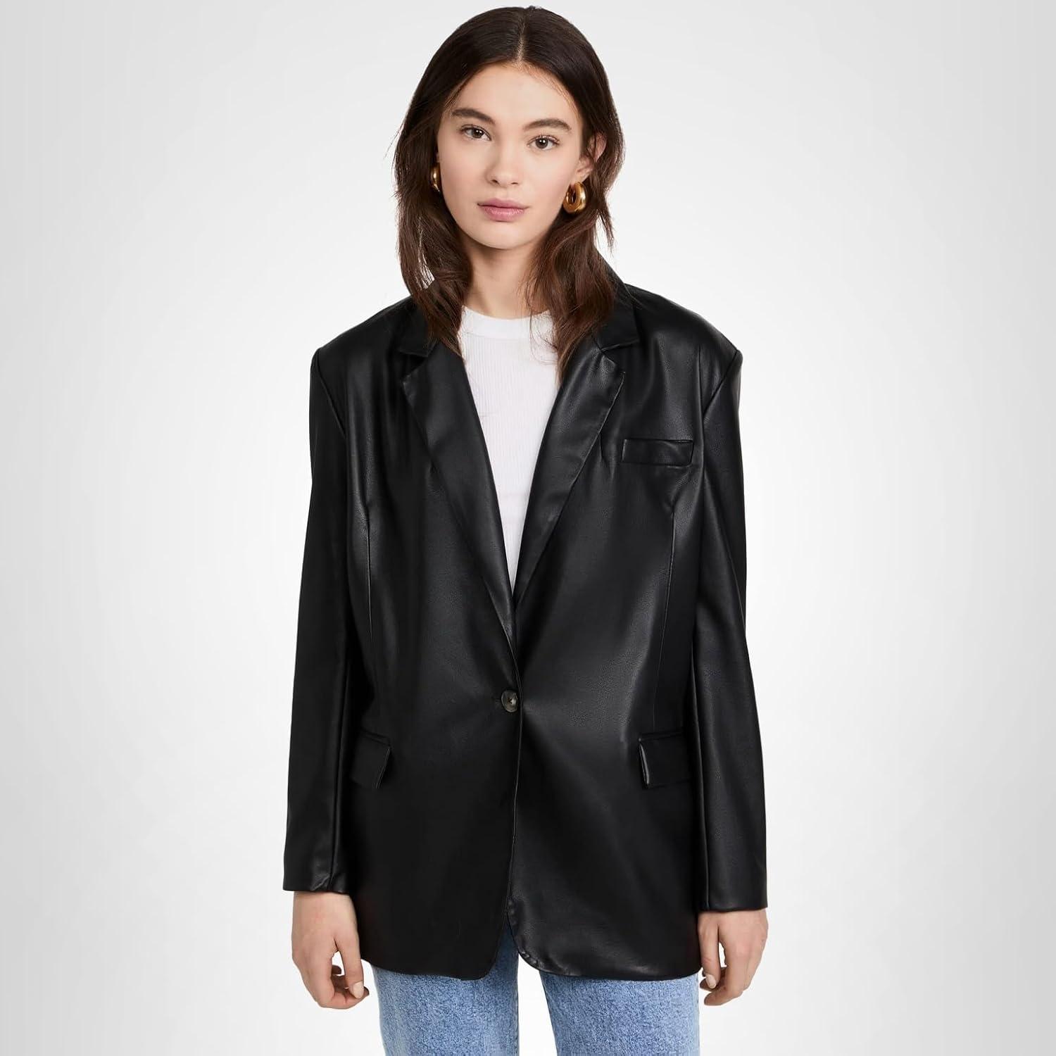 image:imageBLANKNYC Womens Luxury Clothing Oversized Blazzer with Pockets Comfortable amp Stylish CoatSelf Starter