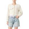 [BLANKNYC] womens Woven Bomber Jacket With Gold Buttons(Off-white)