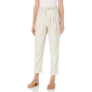 [BLANKNYC] Womens Womens Vegan Leather Pants with Belted Waist & Pleated, Comfortable & Stylish Leggings(Whipped Cream Vodka)