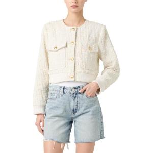 [BLANKNYC] womens Woven Bomber Jacket With Gold Buttons(Off-white)