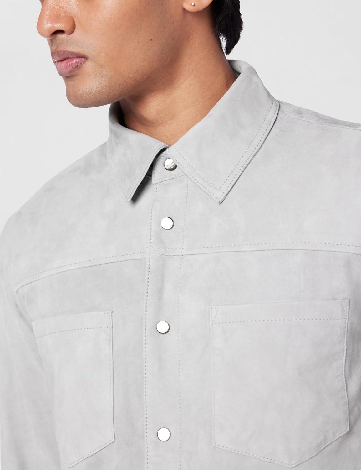 image:imageBLANKNYC Mens Luxury Clothing Suede Shirt Jacket Comfortable amp Stylish ShacketIce Grey