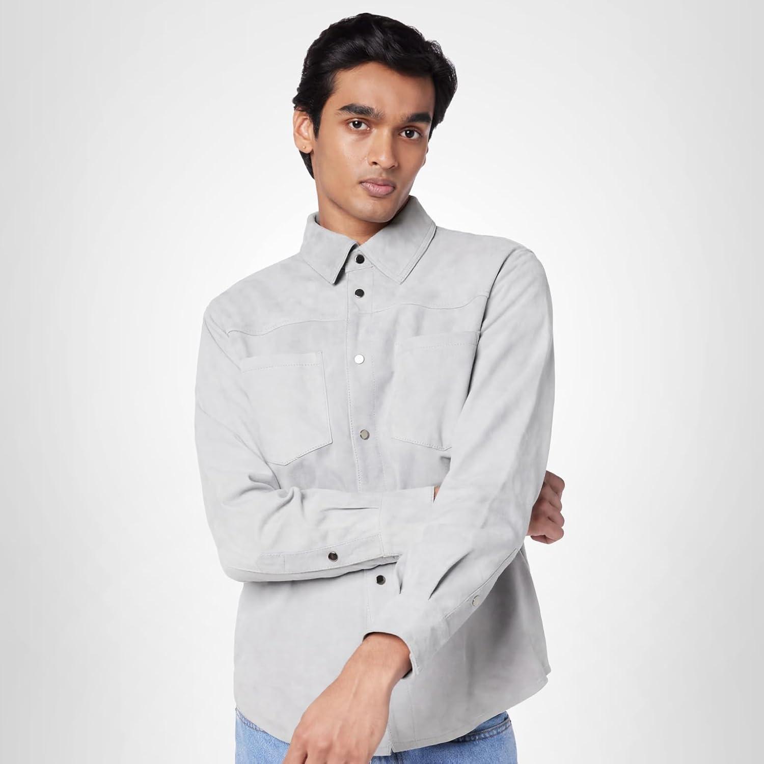 image:imageBLANKNYC Mens Luxury Clothing Suede Shirt Jacket Comfortable amp Stylish ShacketIce Grey