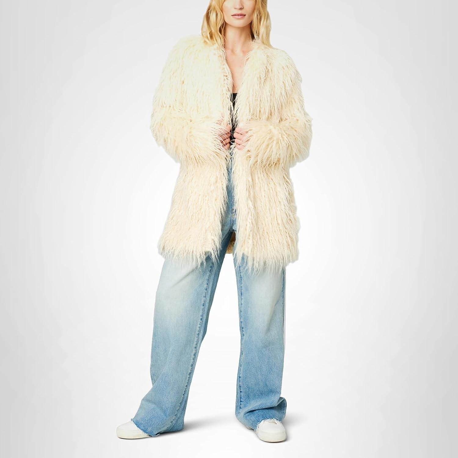 image:imageBLANKNYC Womens Luxury Clothing Mongolian Faux Fur Coat Comfortable amp Windbreaker JacketBest Day Ever