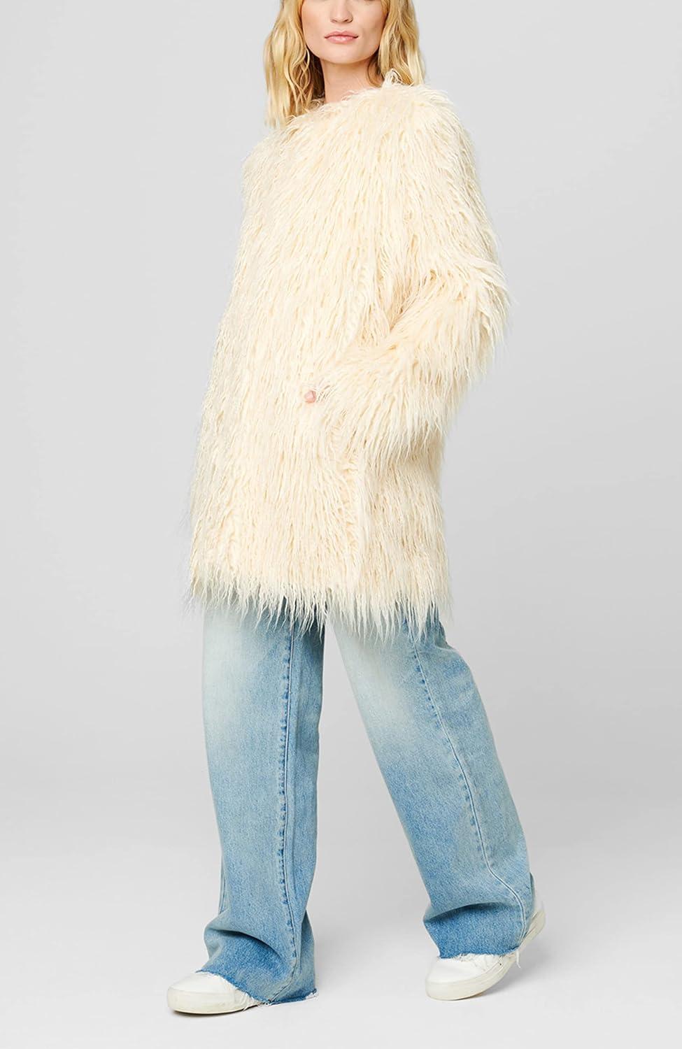 image:imageBLANKNYC Womens Luxury Clothing Mongolian Faux Fur Coat Comfortable amp Windbreaker JacketBest Day Ever