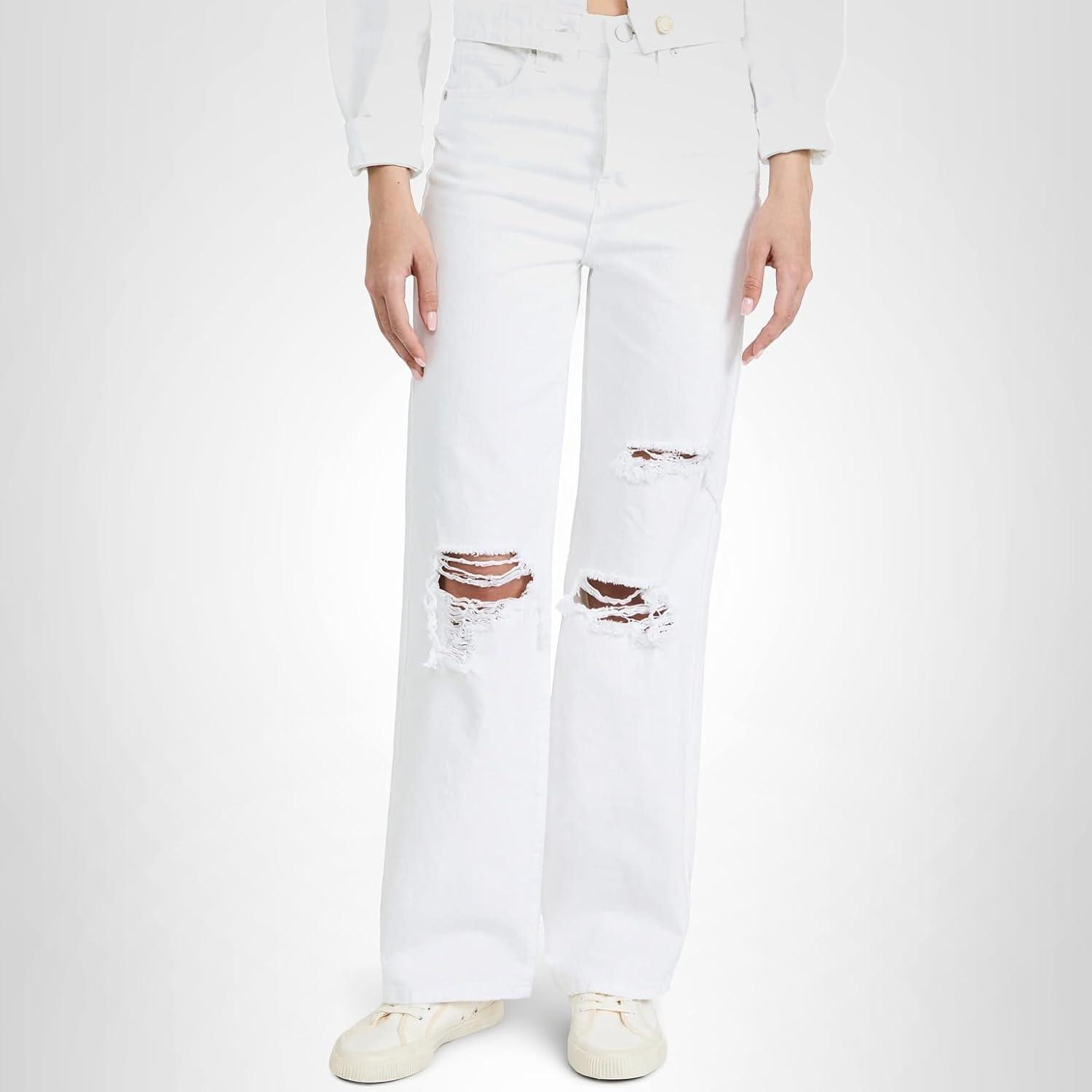 image:imageBLANKNYC Womens Ripped Knee Distressed White High Rise Jeans Stylish Pants amp Designer ClothingHead in the Clouds
