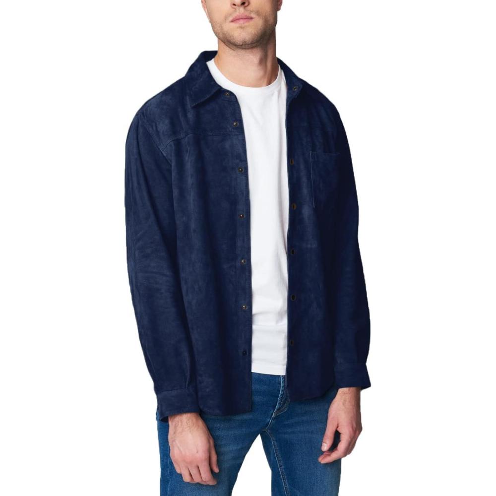 image:imageBLANKNYC Mens Luxury Clothing Suede Shirt Jacket Comfortable amp Stylish ShacketTrue Blue
