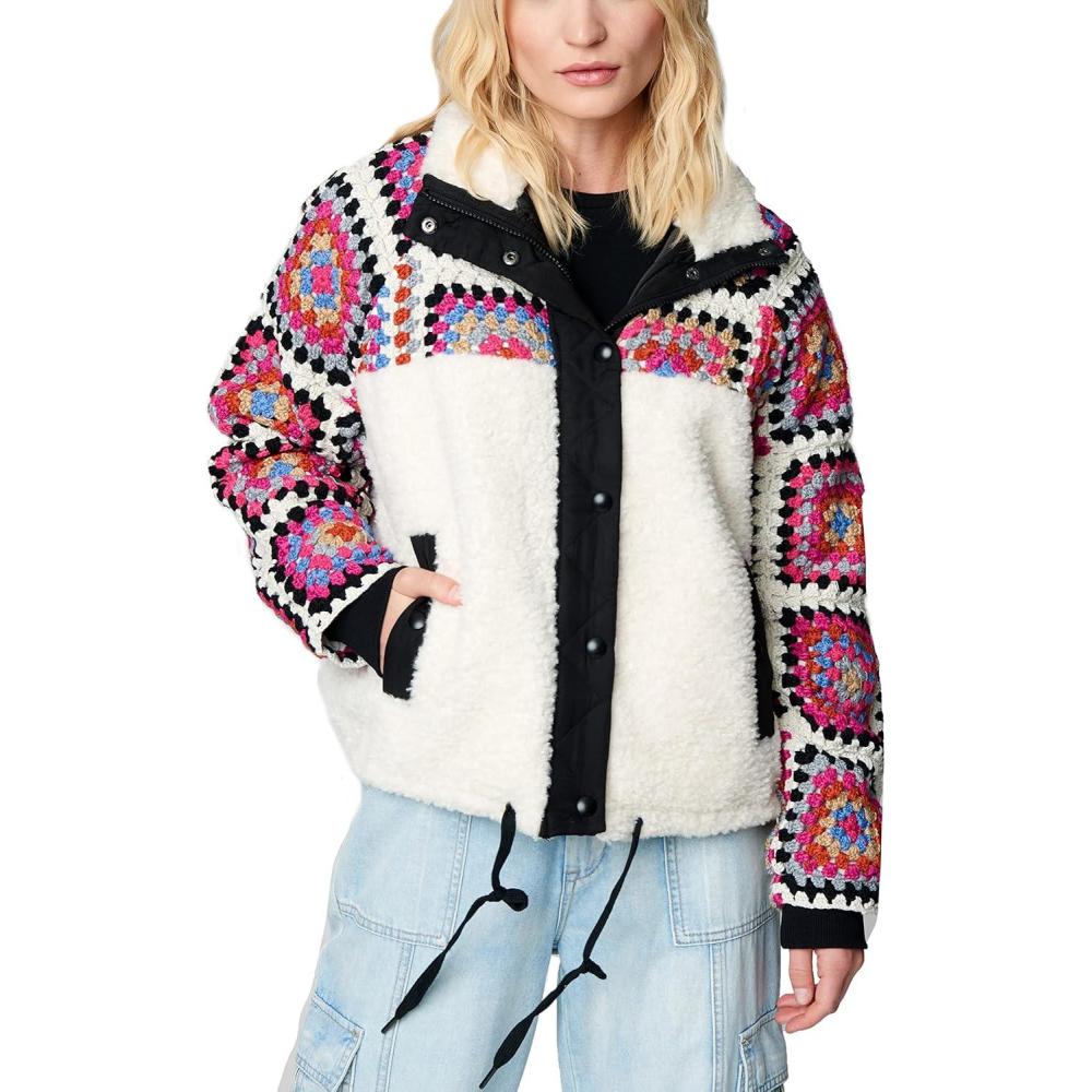 image:imageBLANKNYC Womens Luxury Clothing Crochet Sherpa Jacket Comfortable amp Stylish CoatCuddle Up