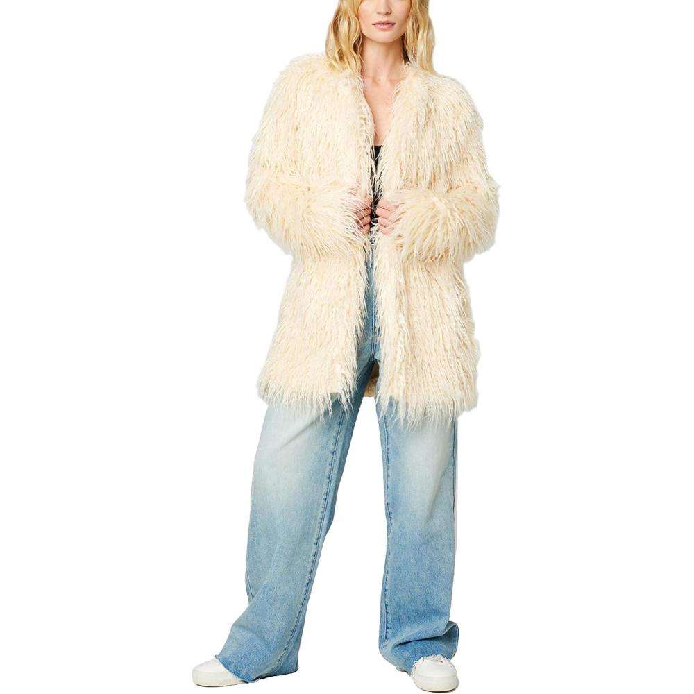 image:imageBLANKNYC Womens Luxury Clothing Mongolian Faux Fur Coat Comfortable amp Windbreaker JacketBest Day Ever