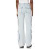 [BLANKNYC] Womens Luxury Clothing Oversized Cargo Pocket Rib Cage Tencel Denim Cargo Pant, Comfortable & Stylish(Blue Lagoon)