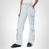 [BLANKNYC] Womens Luxury Clothing Oversized Cargo Pocket Rib Cage Tencel Denim Cargo Pant, Comfortable & Stylish(Blue Lagoon)